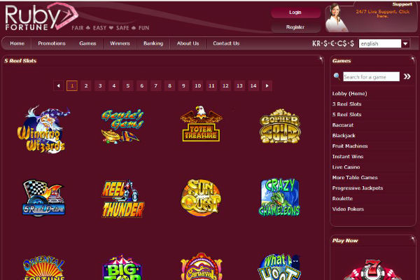 Play games at Ruby Fortune Casino Online