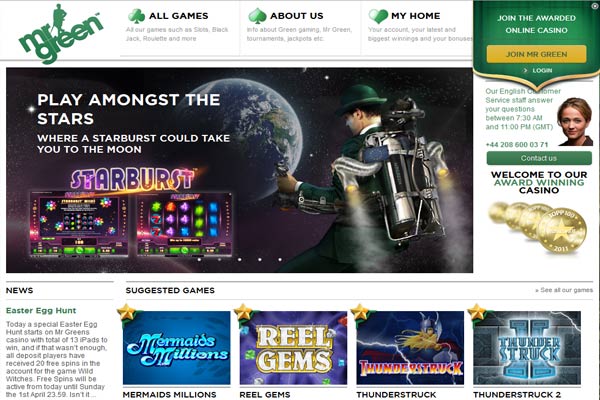 Play games at Mr Green Casino Online